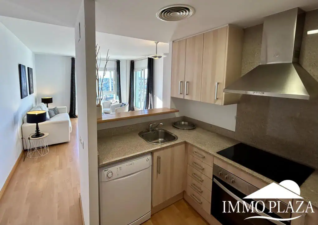 Magnificent penthouse with sea views and 66m2 solarium – 2 bedrooms – private parking – storage room – community pool – Rosas, Costa Brava
