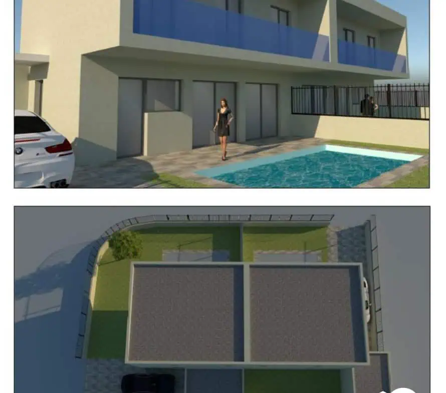 Land to build 2 houses near the beach (max. construction area 323m2) – House with 2 apartments to renovate near the beach