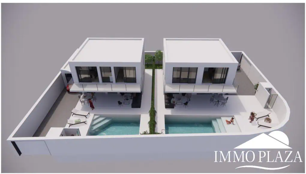 Land to build 2 houses near the beach (max. construction area 323m2) – House with 2 apartments to renovate near the beach