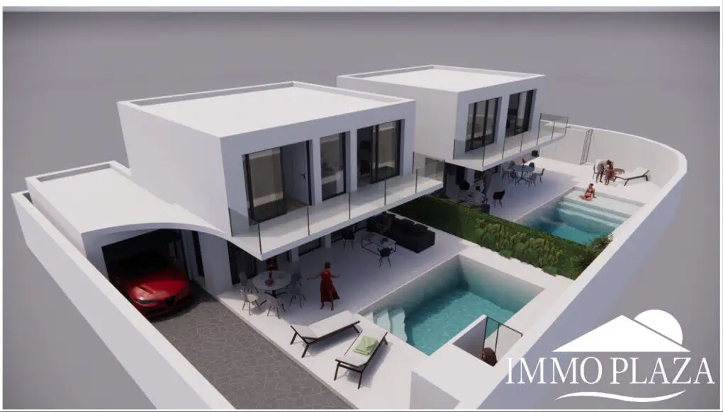 Land to build 2 houses near the beach (max. construction area 323m2) – House with 2 apartments to renovate near the beach